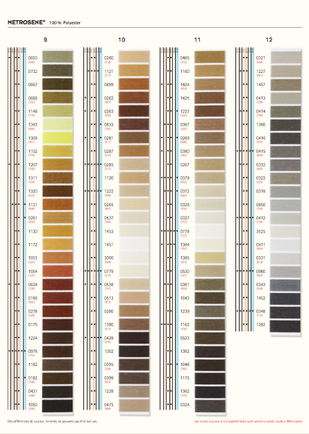 Metrosene Thread Color Chart