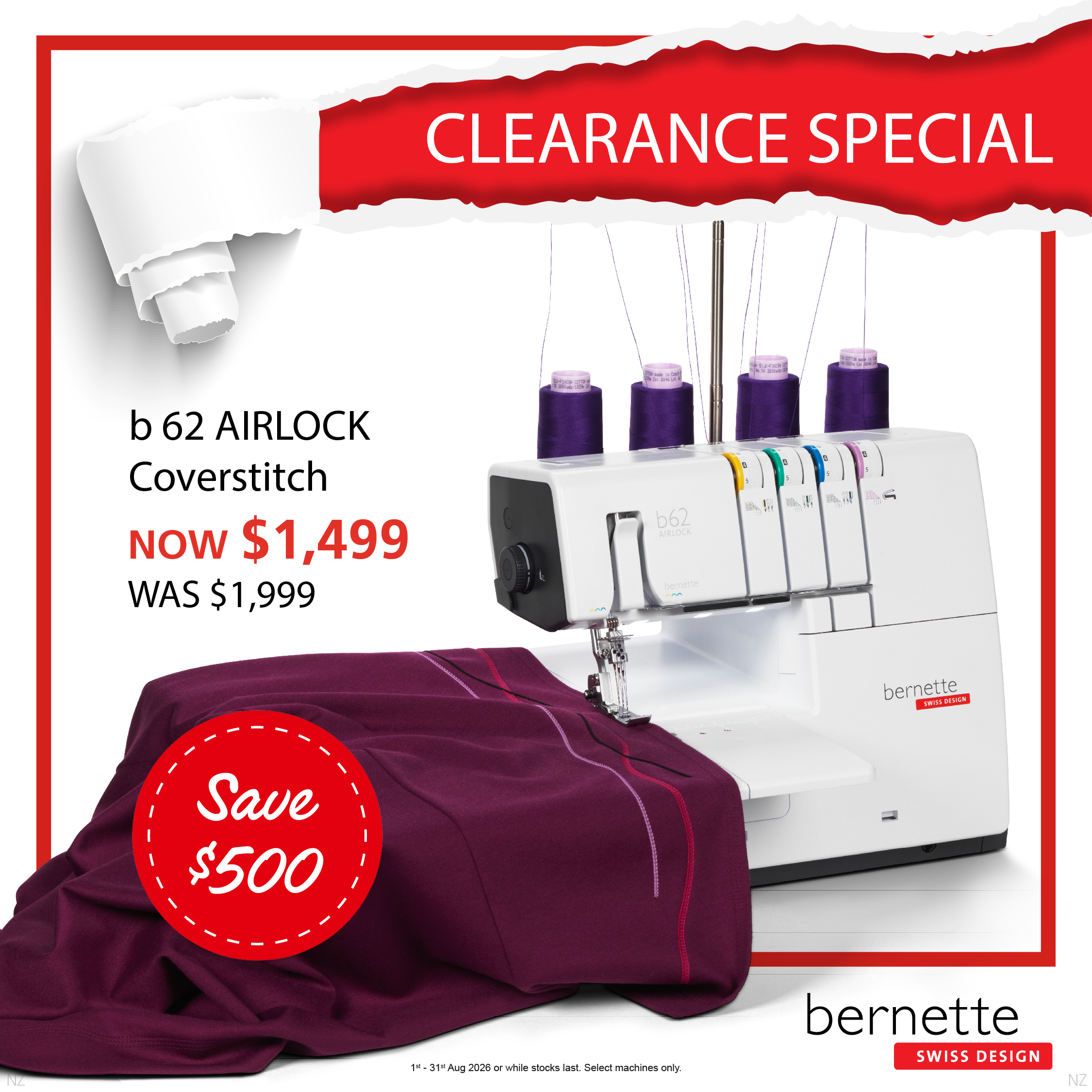 Bernette b62 Air Threader Coverstitch