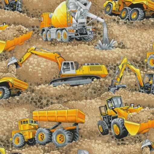 Trucks and Diggers - 100% Cotton Fabric