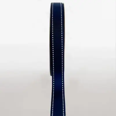 Grosgrain Navy with white stitch 15mm