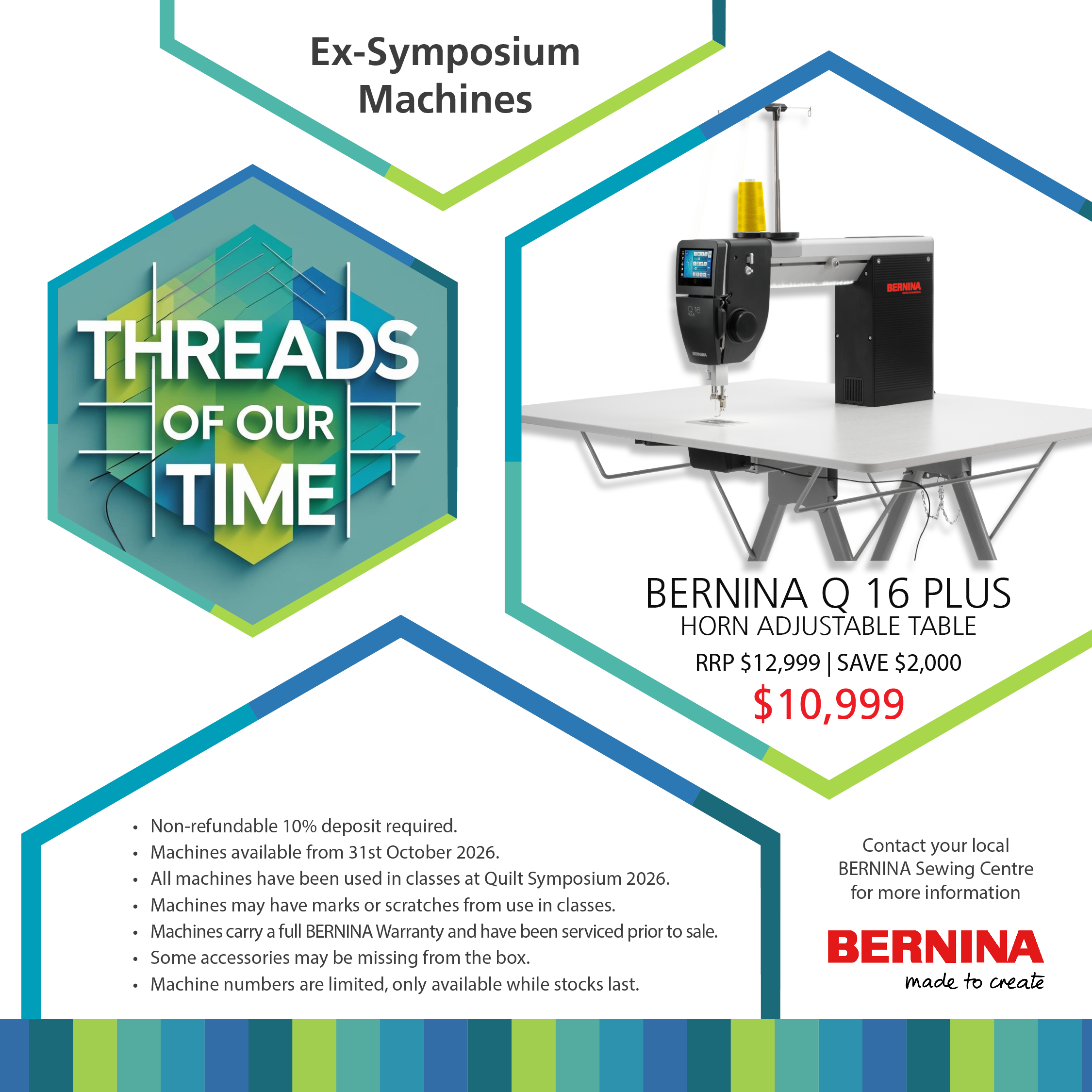 Bernina Q16 plus Horn Adjustable table- Ex Symposium